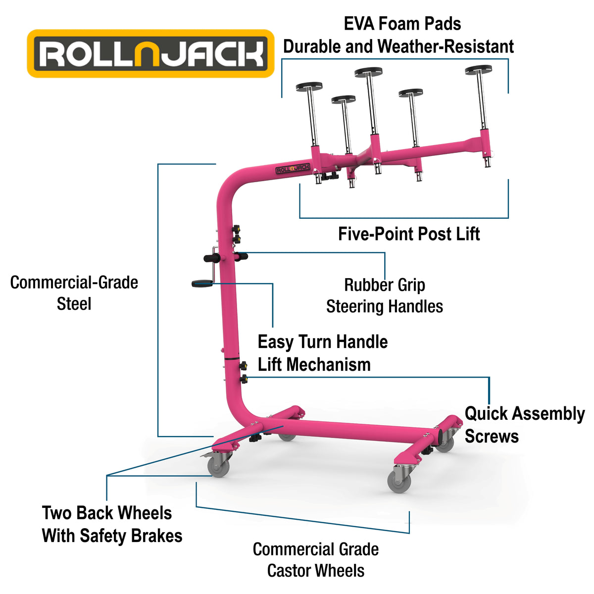 Pink RollnJack Jeep Hardtop Removal & Storage Device